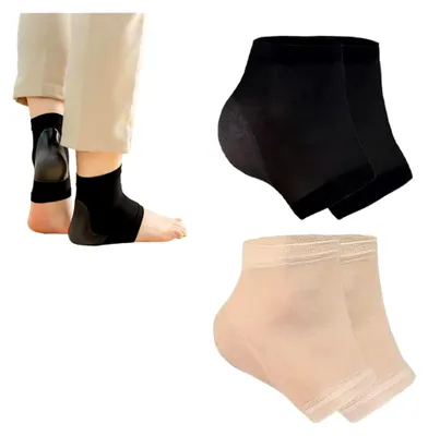Produktbild von Fersenkissen aus Silikon, 2 Paar (Schwarz, Nude), Uni, zur Druckentlastung