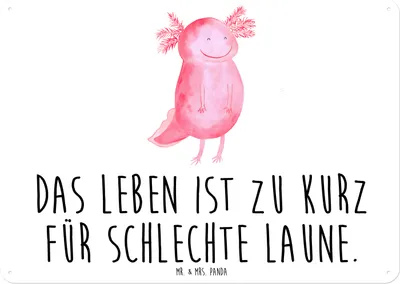 Produktbild von Mr. & Mrs. Panda tafel Axolotl Glücklich DIN A6 - Weiß - Geschenk, Wandbild, Motivation, Lebensfroh, wandtafel, Lurch, Blechschild, Schild, gut Gelaunt, Türschild