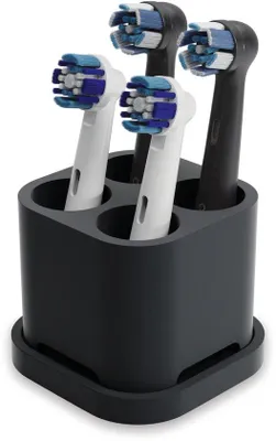 Obrázek produktu pro Držák na 4 hlavic pro elektrické zubní kartáčky a zubní kartáčky (černý)