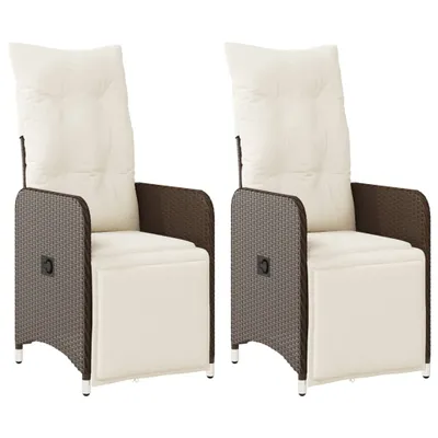 Produktbild von vidaXL Gartensessel mit Kissen 2 Stk. Verstellbar Braun Poly Rattan