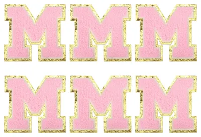 Chenille-Buchstaben-Patches, 8,9 cm, Alphabet, M, 6 Stück, zum Aufbügeln