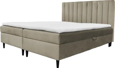 Produktbild von Boxspringbett FERO , Bonell-Matratze 2Bettkästen und Topper Premium Doppelbett , 180 x 200 cm , ( Beige - Paros 03 )