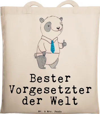 Produktbild von Mr. & Mrs. Panda Tote Bag Panda Bester Vorgesetzter der Welt - Transparent - Geschenk, Laptoptasche, Geschenkidee, Shopping Tasche, Arbeit, Uni, Jutebeutel, Vorgesetzte