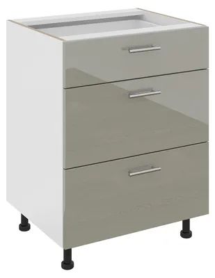 Produktbild von haaus Karo Unterschrank, 3 Schubladen, Hochglanz-Grau/Weiß, MDF, 60 x 50 x 80 cm