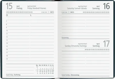 Produktbild von Zettler Kalender 610-1001, Persönliches Tagebuch, Gemischte Farben, Einfarbig, 102 x 142 mm, 400 Blätter, Deutsch, Englisch, Spanisch, Französisch