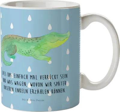 Produktbild von Mr. & Mrs. Panda Mehrwegbecher Krokodil - Blau Pastell - Geschenk, Beste Freundin, Campingbecher, Trinklernbecher, Meer, Abenteuerlust, Kinderbecher, Krokodile, Pott