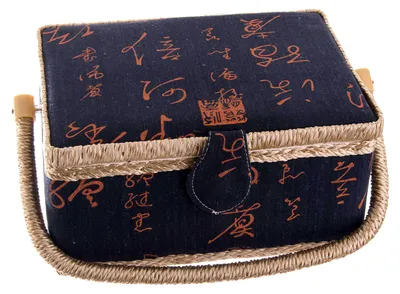 1 Nähkästchen im Schriftzeichen Design 24x17x13cm nachtblau|terrakotta