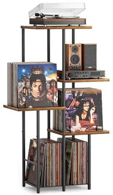 Produktbild von Vintage Holzregal für Schallplatten - Plattenspieler Stand - Vinyl Aufbewahrung