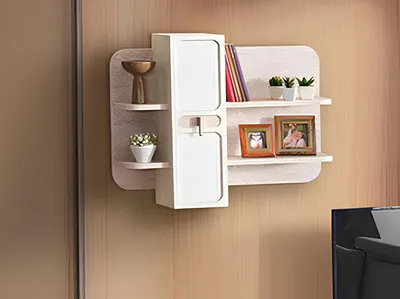 Image de Étagère murale moderne avec étagères et compartiments fermés pour le rangement