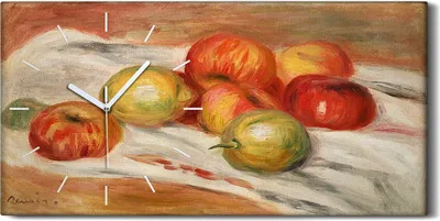 Produktbild von Wanduhr Bürouhr Leinwand Bild Geräuschlos 60x30 Gemälde Früchte Äpfel Kunst - weiße Hände