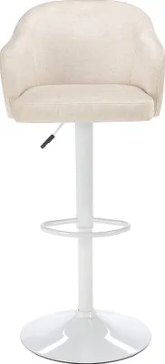 Produktbild von Barhocker aus Stoff und Metall - Höhenverstellbar - Creme und weiß - CARSTEN