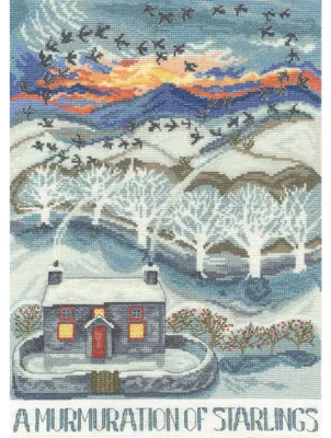 Zdjęcie produktu dla Zestaw do haftu krzyżykowego Bothy Threads „Stado szpaków”, schemat do haftu, XDD11, 26 x 36 cm
