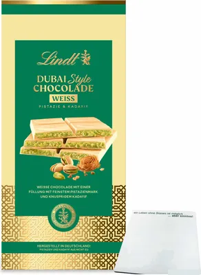 Produktbild von Lindt Dubai Style Chocolade WEISS (150g Tafel) + usy Block