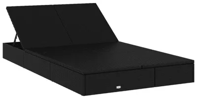 Produktbild von vidaXL Sonnenliege für 2 Personen mit Auflage Schwarz Poly Rattan