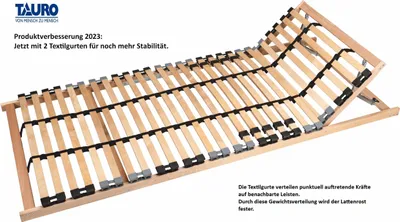 Tauro Pro FB 180 90 x 200 cm Lattenrost
jetzt mit 2 Textielgurten für noch mehr Stabilität.