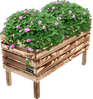 Obrázek produktu pro KOTARBAU® Vyvýšené záhony pro zahradu 64 x 30 x 39 cm truhlík na květiny dřevo spálené dřevo balkonový květináč květináč dřevěné truhlíky na květiny květináč dřevěný truhlík na zeleninu zahradní záhon