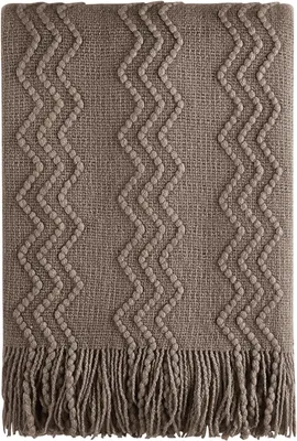 Produktbild von Gestrickte, dekorative Decke für das Sofa, 152 x 203 cm, braun mit Fransen