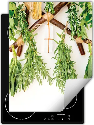 Produktbild von DarHaus Herdabdeckplatte Einteilig Küche Abdeckplatte für Glaskeramikfeld Abdeckung Induktionskochfeld Aufrollbare Matte 40x52 cm, Kräuter - Küche