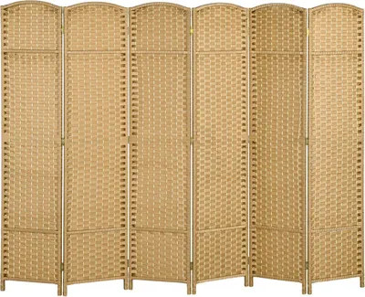Zdjęcie produktu dla Parawan 6-częściowy 240 x 170 cm Parawan wykonany z bambusa, składany parawan Parawan chroniący prywatność do salonu Naturalny Aosom