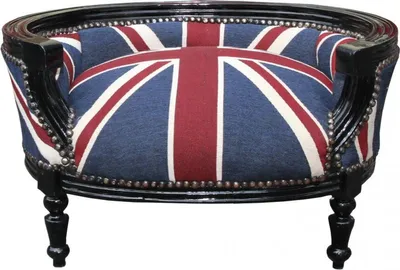 Image de Casa Padrino Canapé baroque pour chiens et chats Union Jack/Noir - Lit pour chien et chat