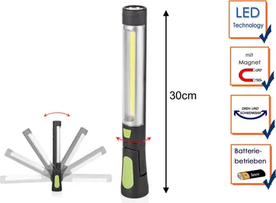 Produktbild von Smartwares LED Arbeitsleuchte Batterie 4xAAA Taschenlampe 2 x 3W drehbar & schwenkbar