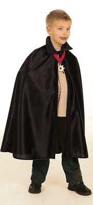 Produktbild von Umhang schwarz mit Stehkragen Vampir Zauberer Halloween, Größe:140
