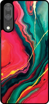 Produktbild von Smartphonica Telefon Fall geeignet für Huawei P20 mit rot grün Marmor Print - TPU Backcover Fall rot grün Marmor Design