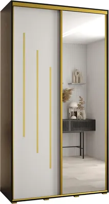 Produktbild von MEBLE KRYSPOL Cannes 9 Schrank mit 2 Schiebetüren - 205,2x140x45 cm - Schwarz Weiß Gold