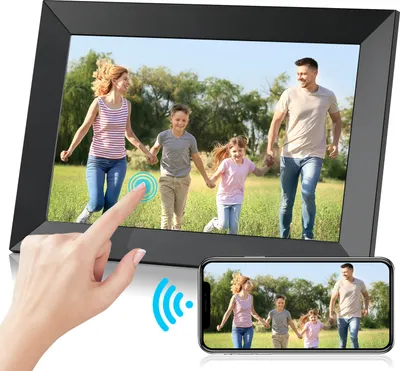 Produktbild von Puluomis Digitaler Bilderrahmen 10 Zoll, WLAN, 32G Speicher, Mit App Glückwunsch senden, Unterstützung für 32G Micro SD/TF Karte,1280x800P