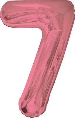 Image de Ballon en plastique Nombre 7 rose 100 cm, 1 pc.