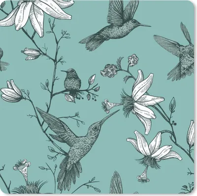 Produktbild von MuchoWow® Mauspad Mousepad Muster - Vogel - Blume 30x30 cm - Mousepads - Maus Mat - Pad - Mausunterlage - Gaming