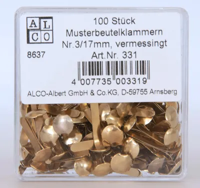 Produktbild von Musterbeutelklammern Gr.3/17mm Rundkopf, Kopfdurchmesser 7mm,
