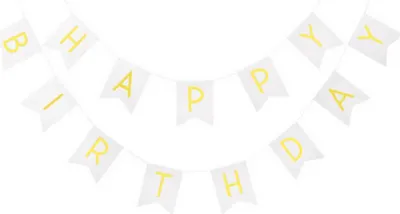 Produktbild von Oblique Unique Happy Birthday Girlande Banner Geburtstag Party - weiß-gold