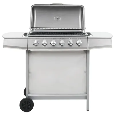 Image de vidaXL Barbecue à gaz avec 6 brûleurs acier inoxydable argenté