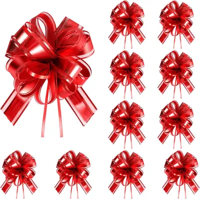 Productafbeelding van Grote cadeaustrikken - Set van 10 - 18 cm - Cadeaulint - Zilver - Strik - Suikerzakje voor knutselwerk - Verpakkingen