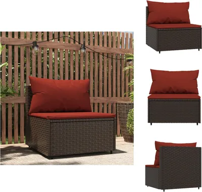 Produktbild von vidaXL Garten-Mittelsofa mit Kissen Braun Poly Rattan -  Gartensofas