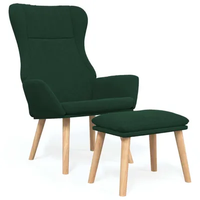 Image de vidaXL Fauteuil relax avec pouf Vert foncé Tissu