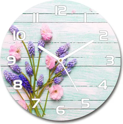 Produktbild von Wanduhr aus Glas 30fi Glasbild Glasuhr Gehärtetes Glas - weisse-zeiger - Lavender on the wood