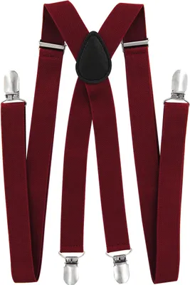 Produktbild von axy® Weinrot Herren Hosenträger 2,5cm breite mit 4 Stabile Clips X-Form länge verstellbar Hochzeit-Business Outfit Weinrot