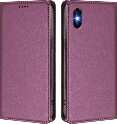 Image de Étui en cuir pour iPhone X/iPhone XS, étui à rabat magnétique en cuirPolyuréthaneavec support, violet
