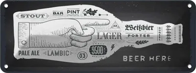 Produktbild von vianmo Blechschild 10x27 cm Beer here Flasche Bier