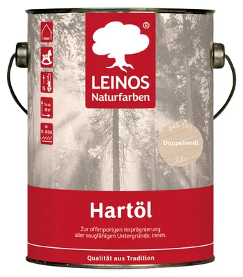Produktbild von LEINOS Hartöl Doppelweiß 2,5 l – Hartöl für Holz innen, wasserabweisend