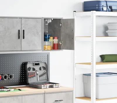Produktbild von "2026 Promotion" Garagen-Wandschrank Betongrau Holzwerkstoff - Aktenschränke CC32153