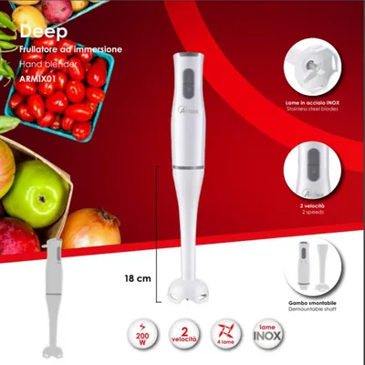 Produktbild von Ardes ARMIX01 Stabmixer 200W 2 Geschwindigkeiten Weiß Langer Schaft 18cm