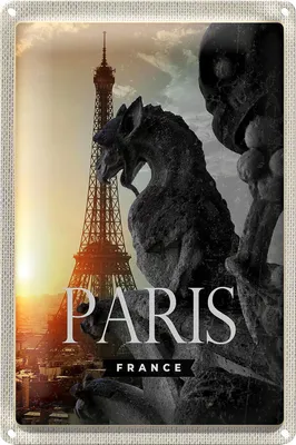 Produktbild von Blechschild Reise 20x30cm Paris Frankreich Eifelturm Drachen