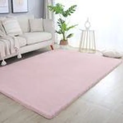 Obrázek produktu pro Koberec s vysokým vlasem do obývacího pokoje Jednobarevný Imitace kožešiny Měkký a hebký Pastelové barvy, velikost: 120 x 170 cm, Barva: Světle růžová