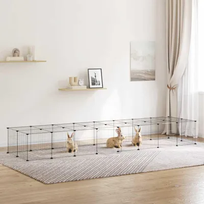 Immagine prodotto di vidaXL Gabbia per animali domestici da 36 pezzi con porta nera 35x35 cm in acciaio