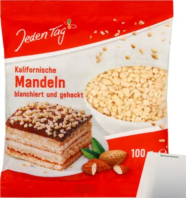 Produktbild von Jeden Tag Mandeln gehackt (100g Packung) + usy Block