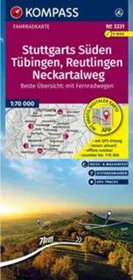 Produktbild von KOMPASS Fahrradkarte 3331 Stuttgarts Süden, Tübingen, Reutlingen, Neckartalweg 1:70.000