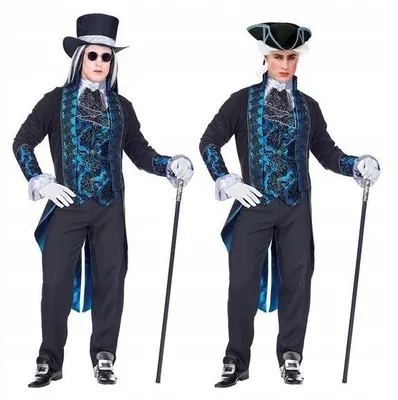 Productafbeelding van "VIKTORIAANS VAMPIR"-kostuum (jas met vest, manchetten en jabot, broek, cilinderhoed) - Maat: XL